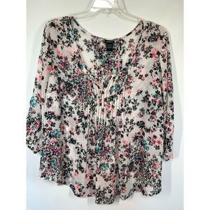 Torrid Women's 3/4 Sleeve Floral Print Pleated Blouse Multicolor Size 2x NWOT
